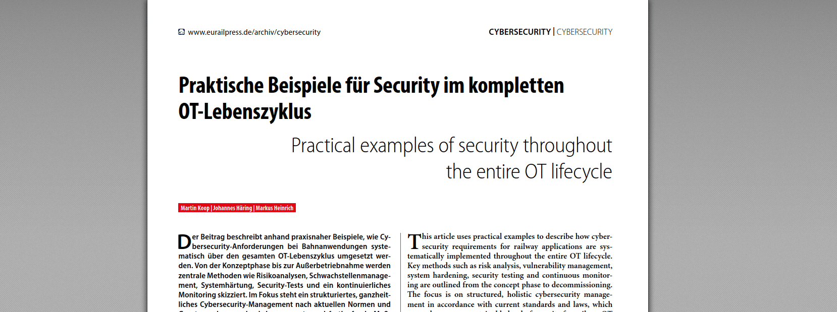 Practical examples of security throughout the entire OT lifecycle